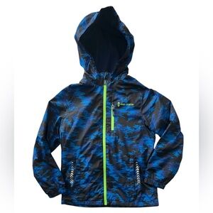 NWOT FREE COUNTRY blue digital camo print windbreaker fleece lined jacket sz 14